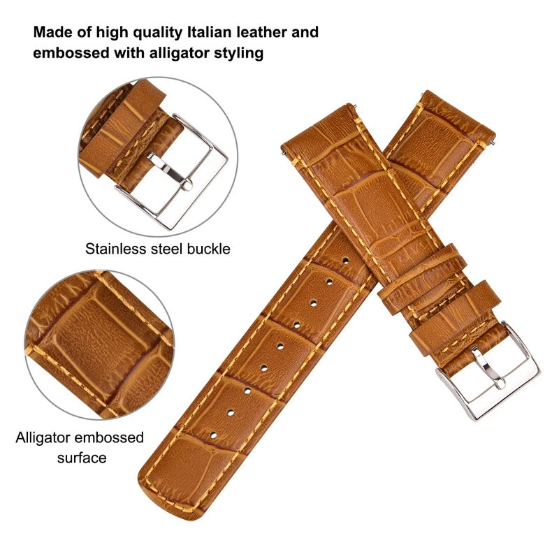 Ritche Quick Release Leather Watch Bands Genuine Leather Watch Strap for Samsung Galaxy Watch 6 Band Classic 43mm 47mm 40mm 44mm 18mm, 20mm or 22mm for Men and Women - Image 4